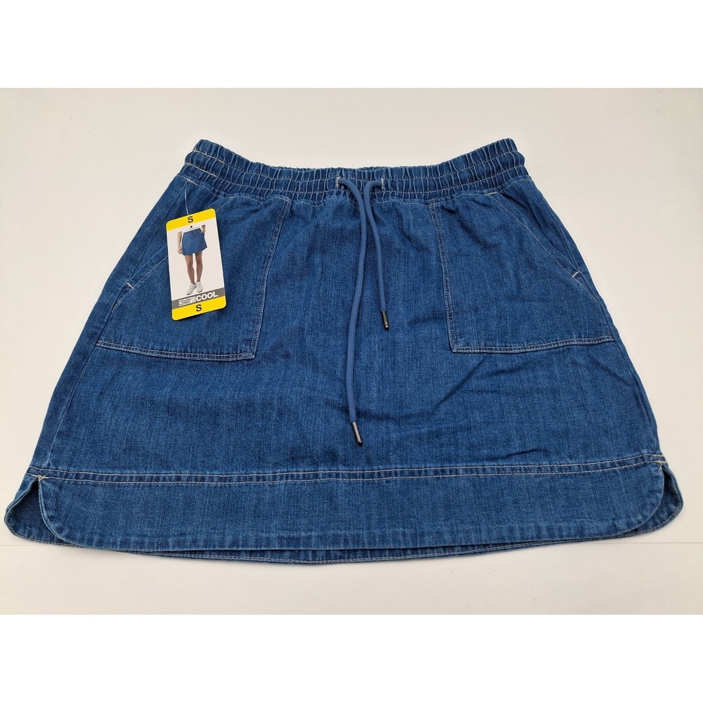 32 Degrees Cool Women's Drawstring Elastic Waist Skort, Dark Blue, Small, New